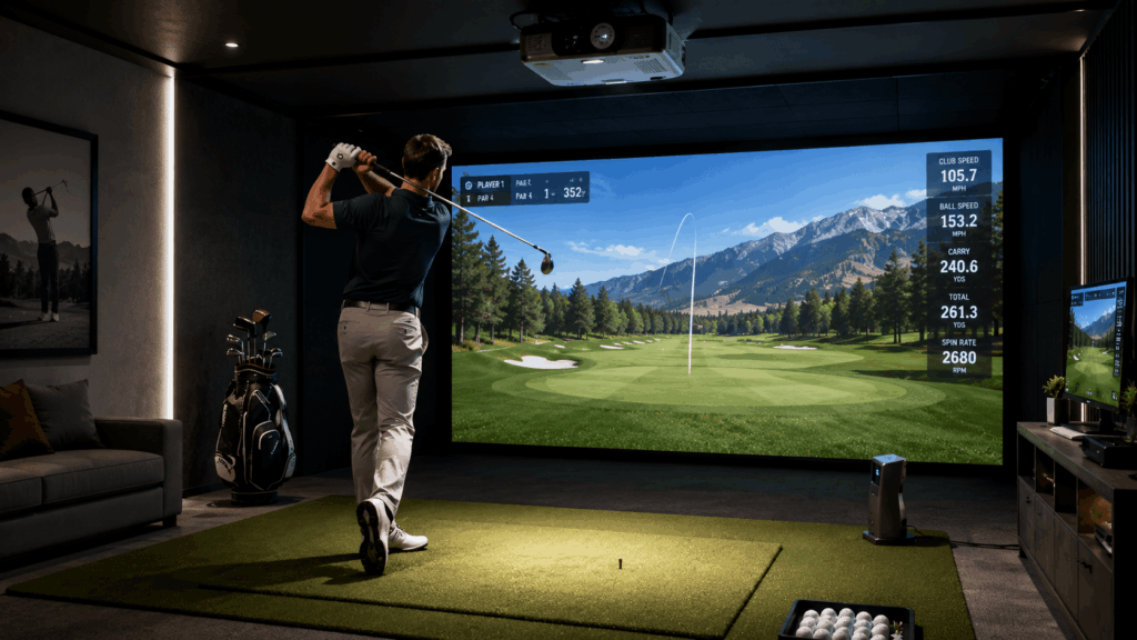 Modern golf simulation room