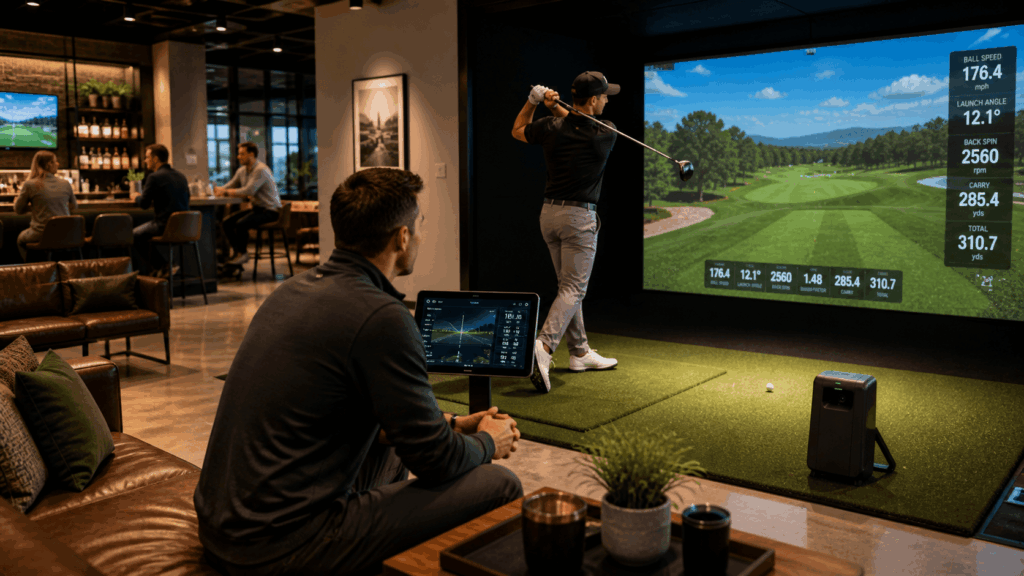 Modern golf simulation room